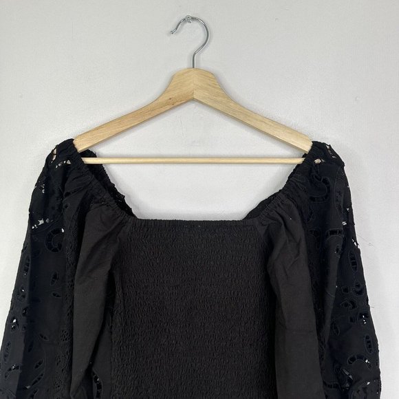 Free People Intimately Regina Eyelet Bodysuit Black XS Broderie Floral - Picture 11 of 11